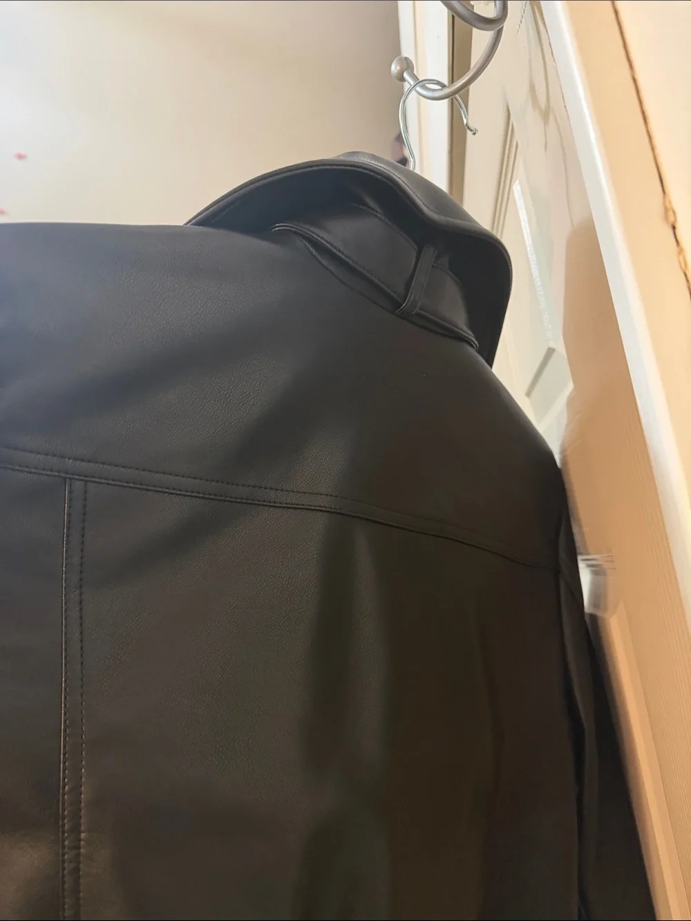 Abercrombie & Fitch Black Faux Leather Bomber Jacket